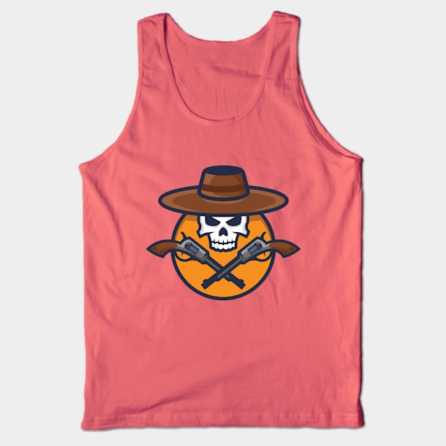 Cowboy skeleton with revolvers Tank Top by KurArt